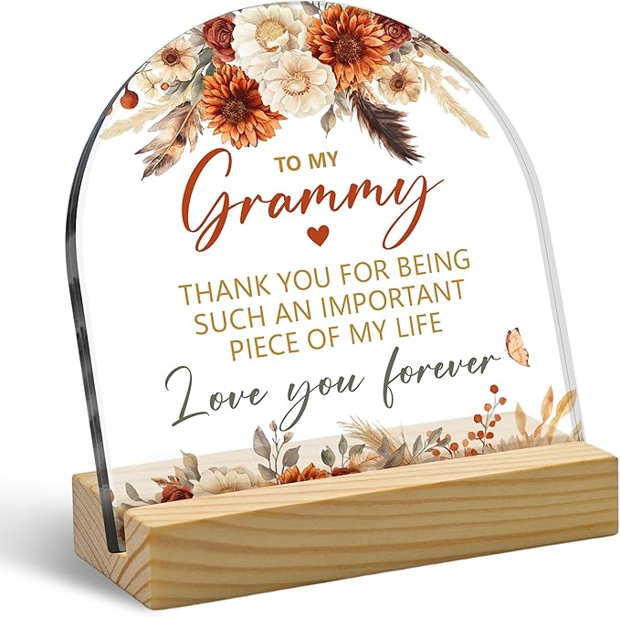 To My Grammy Bohemian Arched Acrylic Sign (4"x4") – Heartfelt Grammy Gifts from Granddaughter & Grandson, Perfect Mother’s Day & Birthday Keepsake for Grandma Inspirational Desk Decor