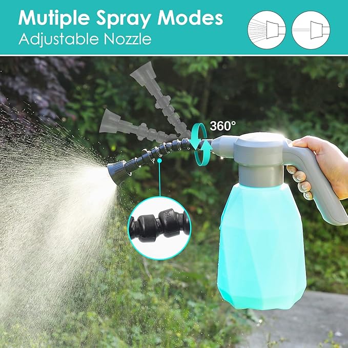 SideKing 0.5 Gallon Electric Spray Bottle Plant Mister for Indoor/Outdoor Plants, 2L Automatic Watering Can Rechargeable Battery Powered Sprayer with Adjustable Spout for Garden, Fertilizing, Cleaning