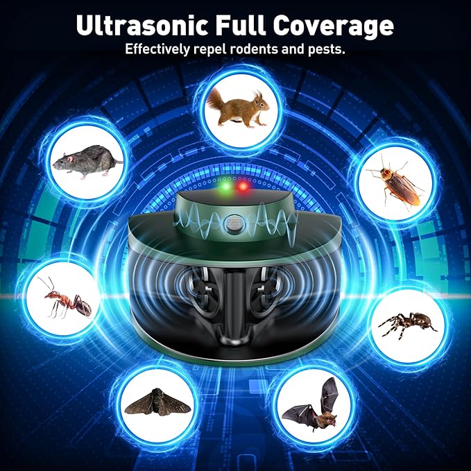 2026 Upgraded Ultrasonic Repeller & Insect Indoor Repeller, Pest Control, Repellent Roach, Mouse, Bugs, Mosquito, Mice, Spider, Ant - Pet & Human Safe