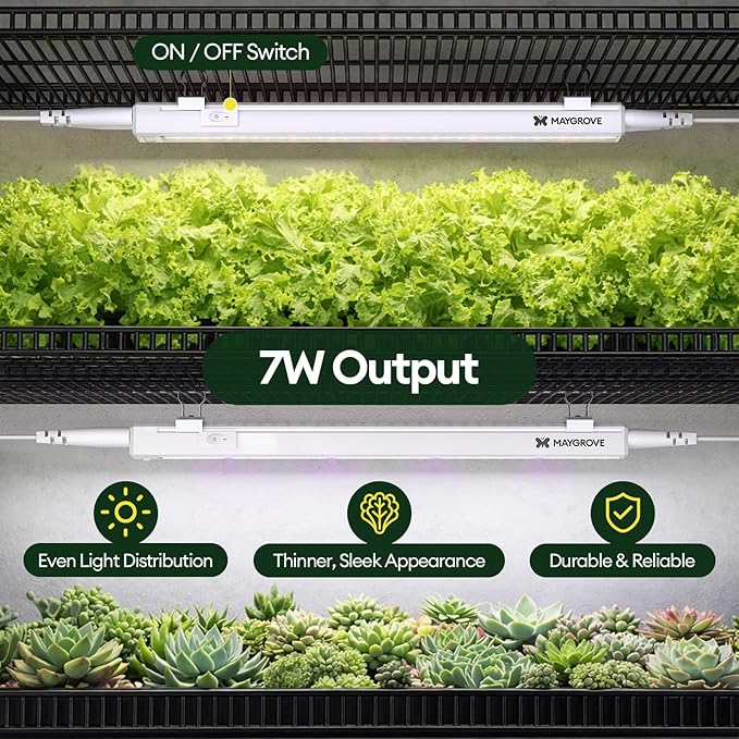 Maygrove Plant Grow Light 1ft, Tunable Full Spectrum LED Grow Light Strips 28W (4 x 7W), T5 Growing Lamp for Indoor Plants, Greenhouse, High PPFD, 4-Pack