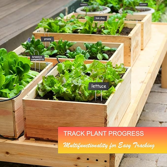 30-Pack Rust-Proof Metal Plant Labels with Galvanized Stakes, Height 10.6" Label Area 3.5"x1.2", Waterproof Weatherproof Garden Markers, Reusable Tags with 2 Pens (Black)