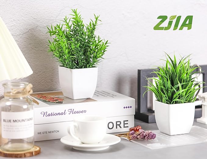 4 Pack Fake Plants Small Artificial Greenery Faux Plants Indoor for Home Farmhouse Bathroom Shelf Decor