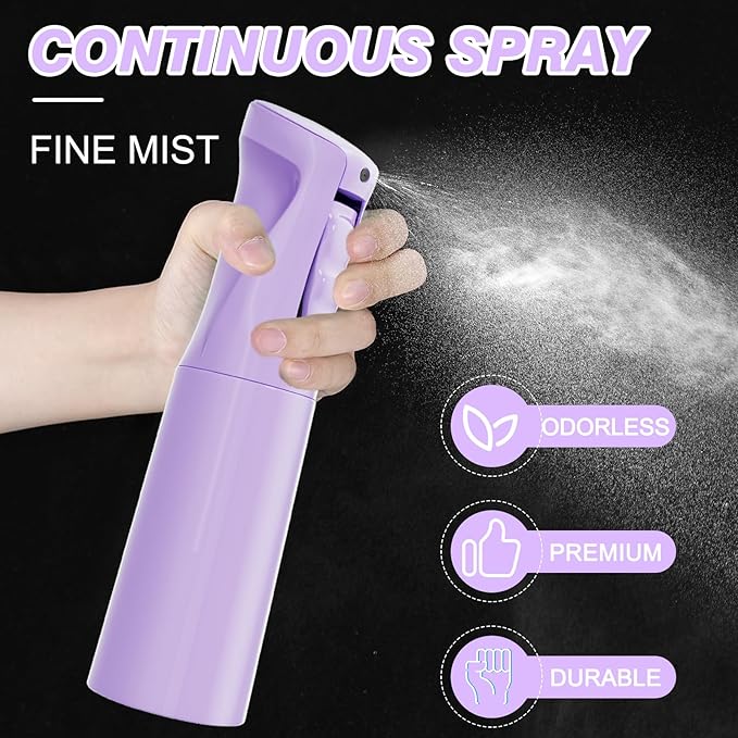 IMPORX Continuous Spray Bottle for Hair 2 Pack (10.1oz/300ml) Home Essentials Spray Bottles for Cleaning Empty Ultra Fine Water Mister Sprayer for Hairstyling Garden Plants Curly Hair Perfume, Purple