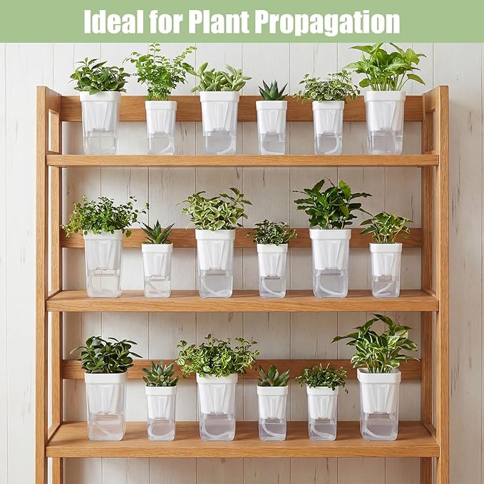 30 Pack 2" 2.5" Small Self Watering Pots for Indoor Plants Clear Mini Self Watering Plant Pot with Water Level Drainage Holes 30 Plastic Label 3 Planting Tools Rope for Propagation Succulent