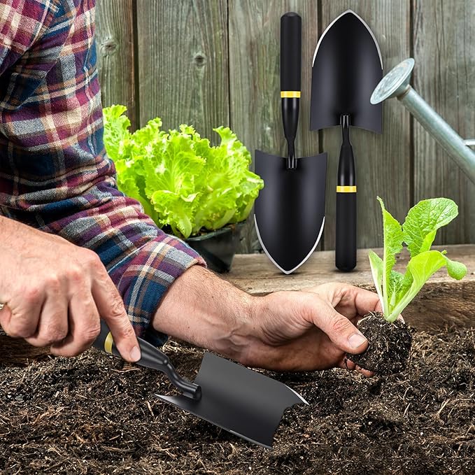 20 Pcs Garden Hand Trowel Heavy Duty Carbon Steel Garden Shovels Tools with Resin Rubberized Handle for Camping, Digging, Soil Planting, Transplanting, Lawn Yard Farm (Broad Trowels)