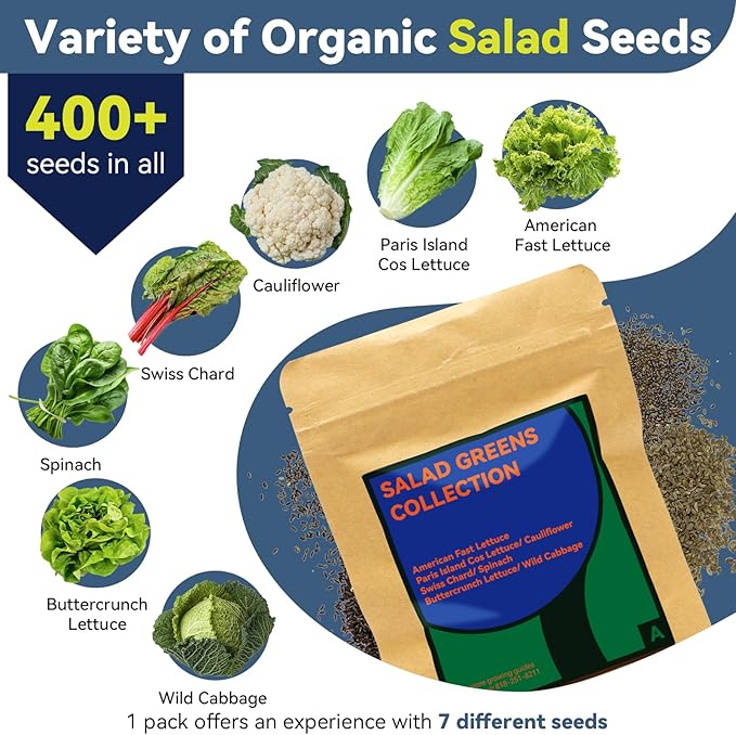 Mix Salad Seed Pods for Aerogarden, Ahopegarden, iDOO Hydroponics Growing System Indoor Herb Garden, 400+ Seeds(12-Pods)