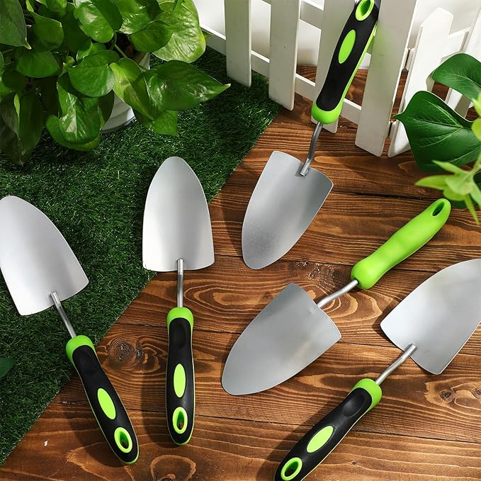 Yaocom 30 Pcs Garden Shovel Aluminum Alloy Heavy Duty Trowel Small Digging Shovels Metal Hand Trowel Spade with Soft Handle for Garden Lawn Yard Planting Tool (Wide Shovel,Green)
