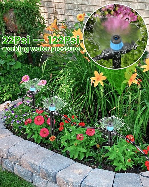 36 Pack Drip Irrigation Parts, Quick Connect 1/4" Adjustable 360° Emitter with Bidirectional Connection for Garden & Farm Irrigation Systems