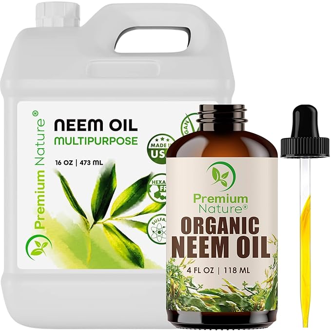 Premium Nature Organic Neem Seed Oil Bundle - 4 oz Glass Dropper + 16 oz Multipurpose Refill, Cold Pressed, Unrefined, 100% Natural