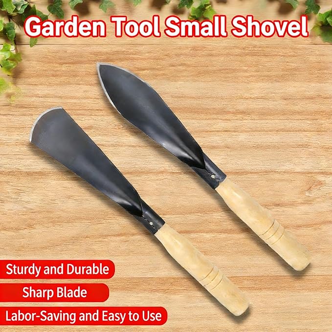 Heavy-Duty Manganese Steel Trowel Garden Tool - 2Pck Hand Trowel with Wooden Handle, Ideal for Planting, Digging, Transplanting, Lightweight Garden Shovel Hand for Indoor/Outdoor Use