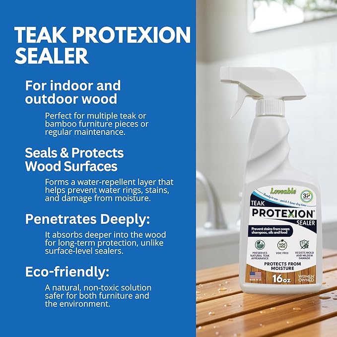 EcoDecors Loveable 32 oz Spray Bottle Teak Cleaner and Loveable Protection 16 oz Teak Sealer