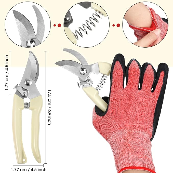 WILLBOND Floral Arrangement Kit, Valentine Rose Thorn Stripper Tool Garden Pruning Shears Scissors Rose Thorn Remover Pruner Trimmer Gloves Tapes Florist Garden Tool Gift Kit for Women(Pink)