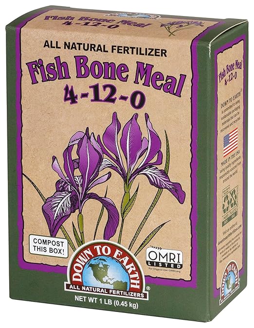 Down To Earth All Natural Fertilizers Organic Fish Bone Meal - High Phosphorus Plant Food for Buds, Bulbs, Blooms, Flower Beds 4-12-0, 1 lb