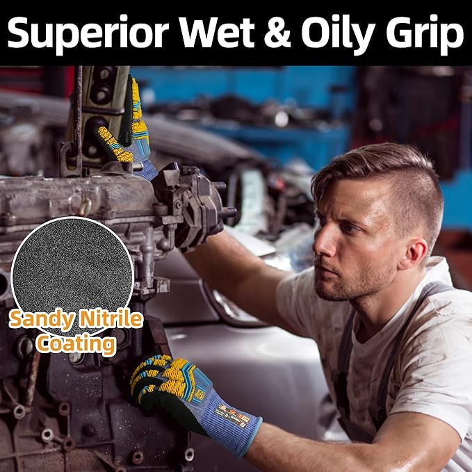 Schwer PRO-SKIN Impact Gloves with ANSI A4 Cut Reistant Protection, Flexible and Comfortable Work Gloves with Grip，Touchscreen, Used for Oil and Gas E&P，Mechanic, Construction, L, PM3900-T
