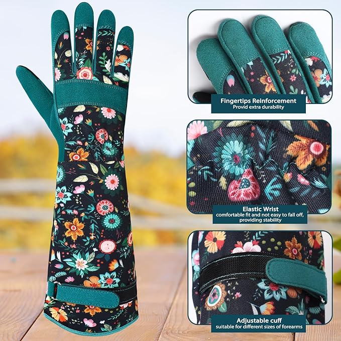 Trifabricy Gardening Gloves for Women, Breathable Leather Garden Gloves with Grip, Thorn-Proof Puncture-Resistant Work Gloves