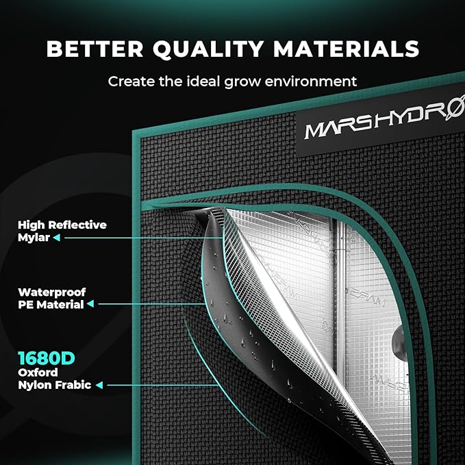 MARS HYDRO 2.5x1.5 Advanced Grow Tent, 30"x18"x36" High Reflective Mylar 1680D for Hydroponics Indoor Plant Growing, with Floor Tray and Smooth Zipper for TS600
