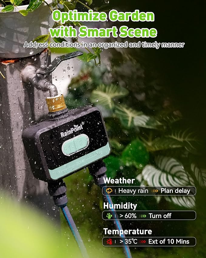 RainPoint WiFi Water Timer for Garden Hose with Brass Inlet,Blue