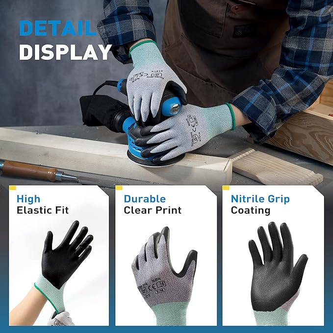 S SATC Safety Work Gloves Foam Nitrile Coated Touchscreen Knit Nylon Gloves for Men & Women, Ideal for Gardening, Warehouse