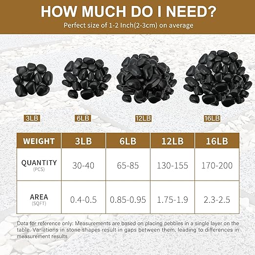 12lb Black River Rocks for Plants Indoor, 2-3Inch Pebbles for Vases Fillers, Decorative Gravel for Fish Tank, Natural Polished Stones for Succulent, Bonsai, Landscaping, Bird Baths