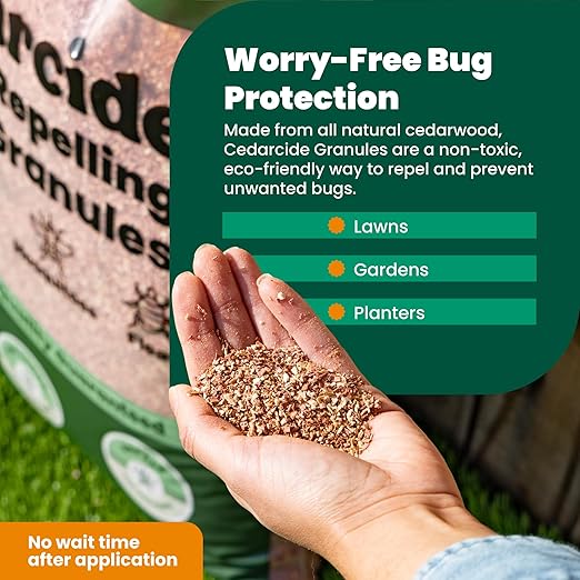 Cedarcide Original Cedar Granules – Flea, Tick, Mosquito & Spider Repellent for Yard, Lawn, Patio & Garden – Outdoor Insect Control – for Use Around Pets, Kids & Family (8 lb Covers 3,500 sq ft)