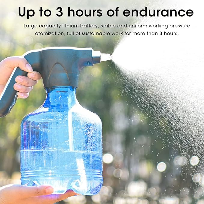 Electric Spray Bottle,Plant Spray Bottle,Rechargeable High Pressure Cleaning Spray Can for Watering Flowers Garden Cleaning Plants Misting 3L(blue)