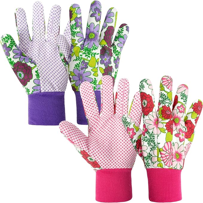 Ainiv Floral Gardening Gloves for Women/Ladies, Non-Slip Garden Work Gloves,Breathable Yard Work Glove Light Working Gloves