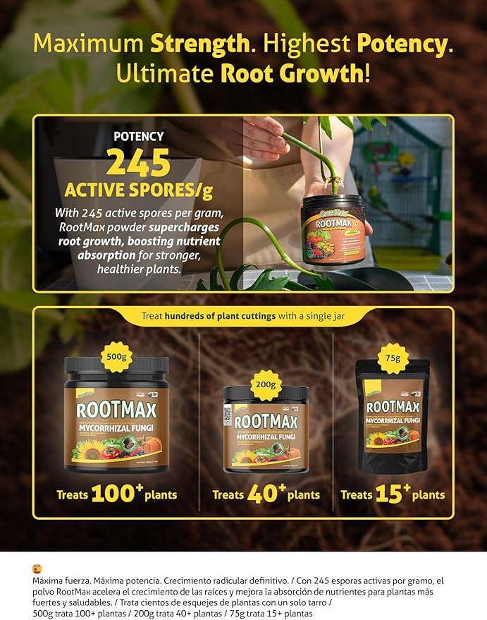 RootMax - Mycorrhizal Fungi (200 g/7.05 oz) | Rooting Powder for All Plants, Trees, Flowers & Edibles | Direct to Root Inoculant | Treats 40+ Plants