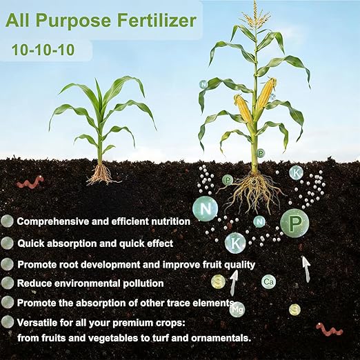 All Purpose Fertilizer, 10-10-10 Indoor Plant Fertilizer, Plant Food for Houseplants, Boost Stem & Leaf Growth, Improves Root Health, Promote Large Flower Blooming & Fruit Growth（6LB）