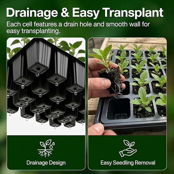 Gardzen 10-Set Garden Propagator Set, Seed Tray Kits with 400-Cell, Seed Starter Tray with Dome and Base 15" x 9" (40-Cell Per Tray)