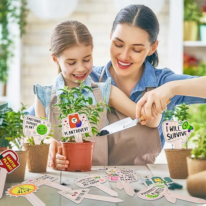 JUYRLE Funny Plant Labels - 15 Pack Garden Markers for Succulent Flowers, Greenery, Seedling Plants - Waterproof, Outdoor/Indoor Patio Tags, Garden Stakes