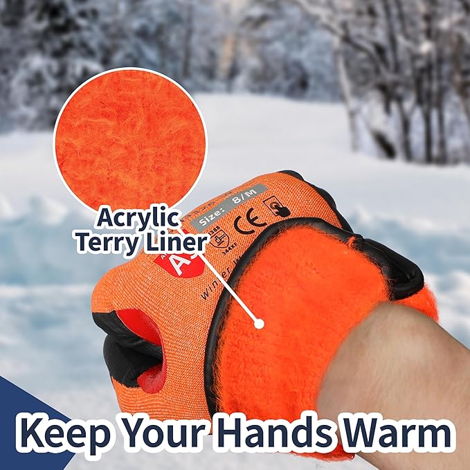 Schwer FreezeGuard-X Winter Work Gloves for Men and Women, ANSI A9 Cut Resistant Gloves for Extreme Protection, Freezer Glove With Super Grip, Thermal Insulate, PM3326-W (XXL,2 Pairs)