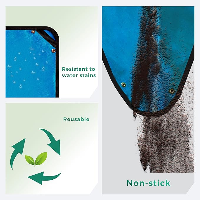 Large Plant Transplanting Mat - Thickened Waterproof Potting Mat, Succulent Gardening Mat, Portable Repotting Mat for Mess Control (PVC-Blue39.5"x59")