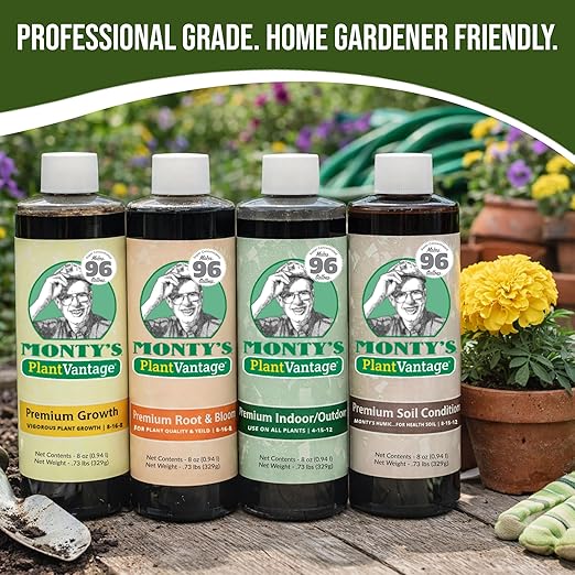 PlantVantage Concentrated Plant Fertilizer Bundle – Liquid Plant Food for Strong Roots, Stems and Larger Leaves – Root & Bloom, Indoor/Outdoor, Premium Growth and Soil Conditioner – 4-Pack, 8 oz Each