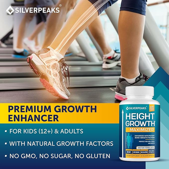SILVERPEAKS Growth Capsules to Grow Taller - Height Growth Maximizer with Calcium for Bone Strength - Made in USA - Natural Get Taller Supplement to Increase Bone Growth - Pack of 2