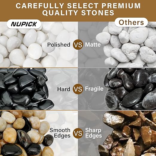 6lb Black River Rocks for Plants Indoor, 2-3Inch Pebbles for Vases Fillers, Decorative Gravel for Fish Tank, Natural Polished Stones for Succulent, Bonsai, Landscaping, Bird Baths