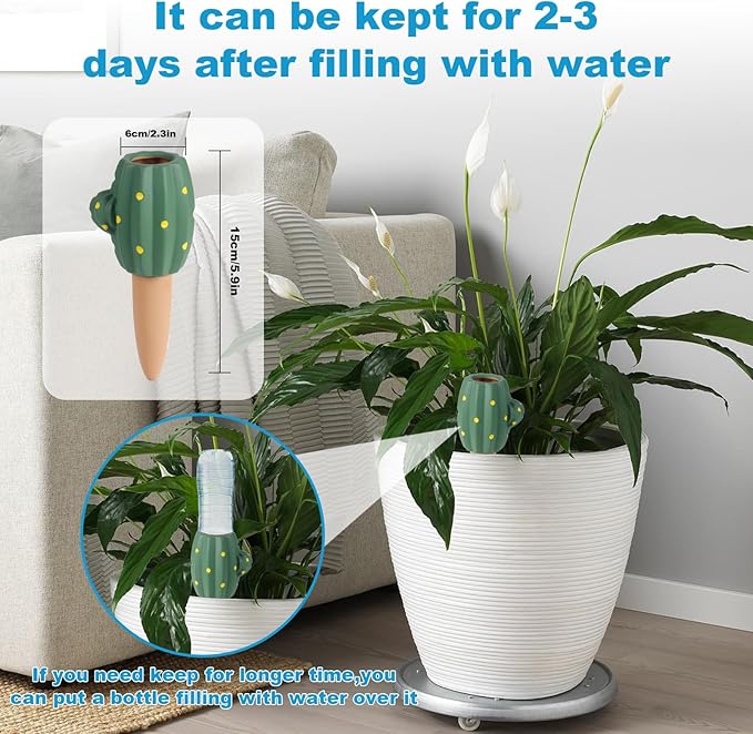 4Pack Terracotta Watering Spikes for Indoor Plants,Plant Watering Globes Garden Plant Waterer,Self Watering Planter Insert Stakes While Away