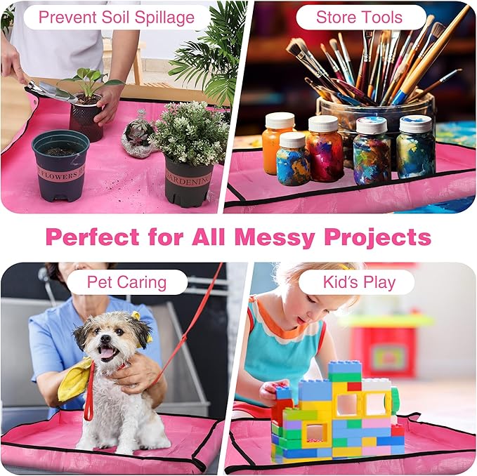 WORKPRO Repotting Mat for Indoor Plant Transplanting and Mess Control, 39.5" X 31.5" Thickened Waterproof Potting Mat, Square Planting Tray, Gardening Gifts for Plant Lovers