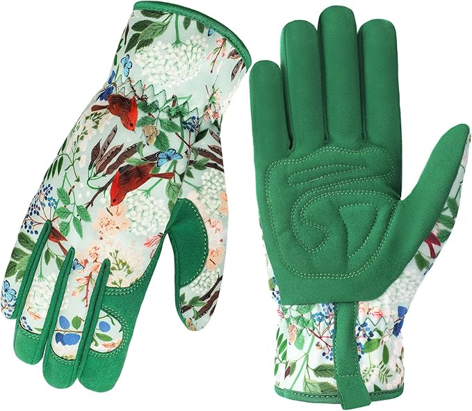 Trifabricy Gardening Gloves for Women, Breathable Leather Garden Gloves with Grip, Thorn-Proof Puncture-Resistant Work Gloves
