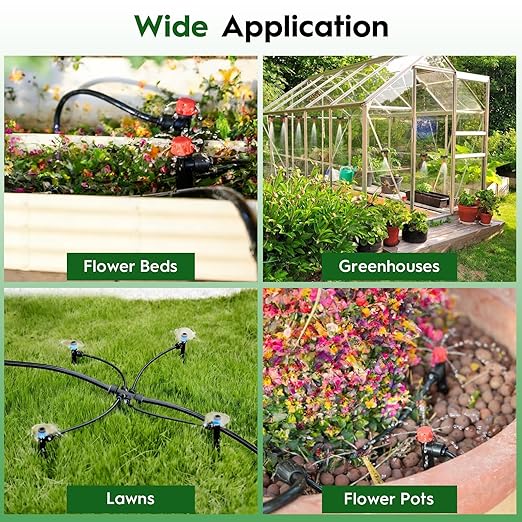 2026-Upgrade Quick-Connect Drip Irrigation System, Garden Irrigation Kit with 2/5" & 1/4" Tubing and Adjustable Nozzles & Sprinklers, Automatic Watering System for Garden, Lawn, Greenhouse