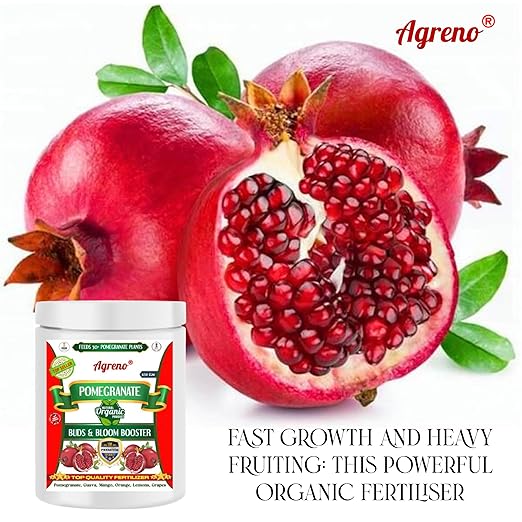 Agreno® Pomegranate Buds and Fruits Booster, Essential Powerful Organic Fertilizer Granule for Fast Growth and Heavy Fruiting of all types of Pomegranate Plants. (450 gm)