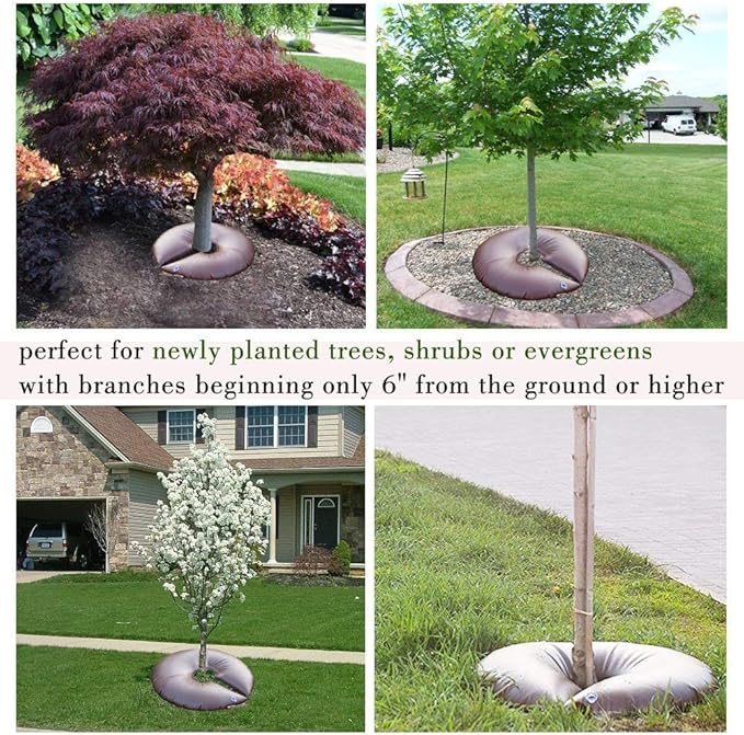 All New Extra Large 20 Gallon Tree Watering Ring/Bag(4 Packs),Deep Root&Slow Release&Automatic Drip Irrigation Watering System, Low-Profile Great for Multi-Trunk Newly Planted Small Trees and Shrubs