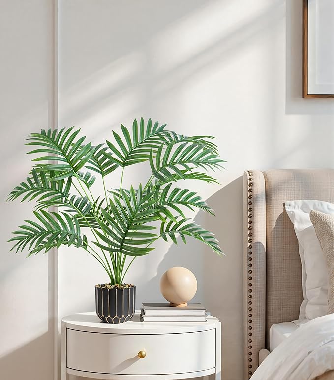 florisso 28" Artificial Areca Palm Plant Tall Fake Faux Plants Indoor Outdoor Tree for Living Room Home House Decoration