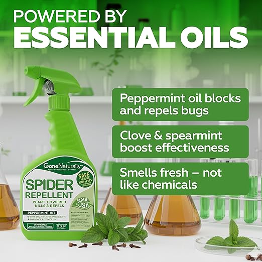 Spider Repellent – Natural Peppermint Oil Spider Spray for Indoor & Outdoor Use – Spider Killer & Repellent for Home – Safe for Kids & Pets – Non-Toxic Pest Control Solution (16oz)