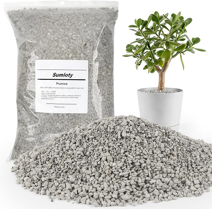 Horticultural Pumice for Plants, 8 Quarts Bag Natural Soil Amendment, 1/4" Particle Size for Succulent, Cactus, Bonsai Tree, Orchid Potting Mix