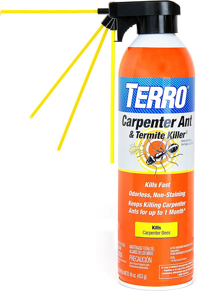 TERRO T1901-6 Ready to Use Indoor and Outdoor Carpenter Ant, Termite, and Carpenter Bee Killer Aerosole Spray - 16 Ounces
