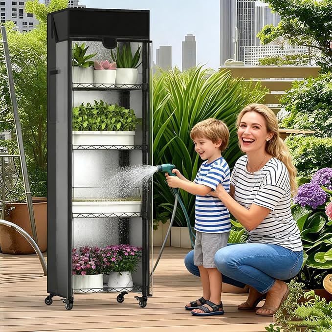 Small Greenhouse for Indoors, 5 Tier 15.7" L×11.8" W×62.3" H mini Greenhouse Outdoor, Indoor Adjustable Shelves
