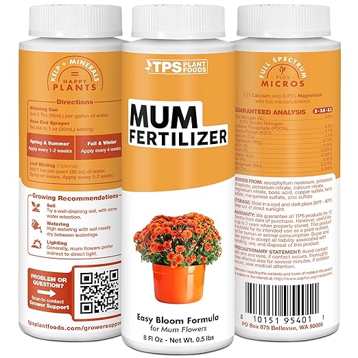 Mum Fertilizer – Liquid Plant Food for More Blooms, Brighter Color & Fuller Plants, 8 oz