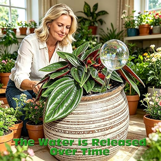 2pcs Glass Plant Watering Globes, Clear Rainbow Color Flower Self-Watering System Spikes, Automatic Plant Waterer Bulbs for Indoor & Outdoor Plants Everyday Use
