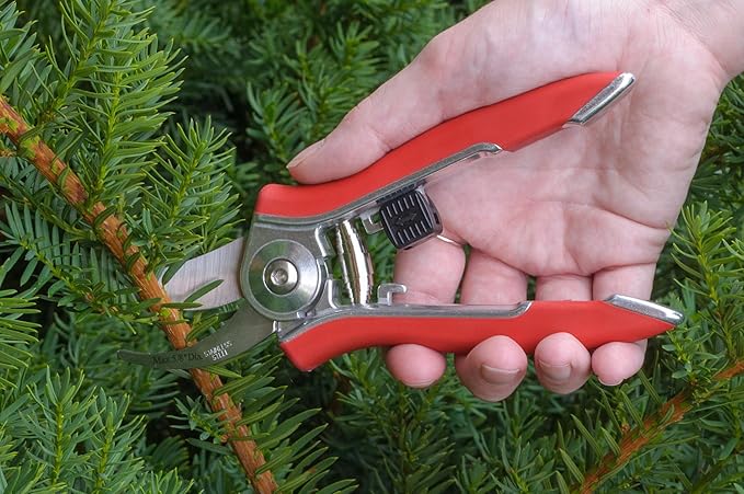 Dramm ColorPoint Stainless Steel Compact Garden Pruning Shears, Hand Pruner, Garden Clippers, with Heavy Duty Blade and Easy grip Handle, Red