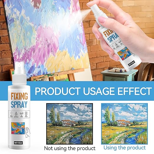 JAOJAO Fixative Spray for Pencil Drawings, Fixative Spray Moisturizes Long-Lasting Invisible Protection No Fading for Watercolor Colored Pencils Sketching for Easter Supplies, 100ml